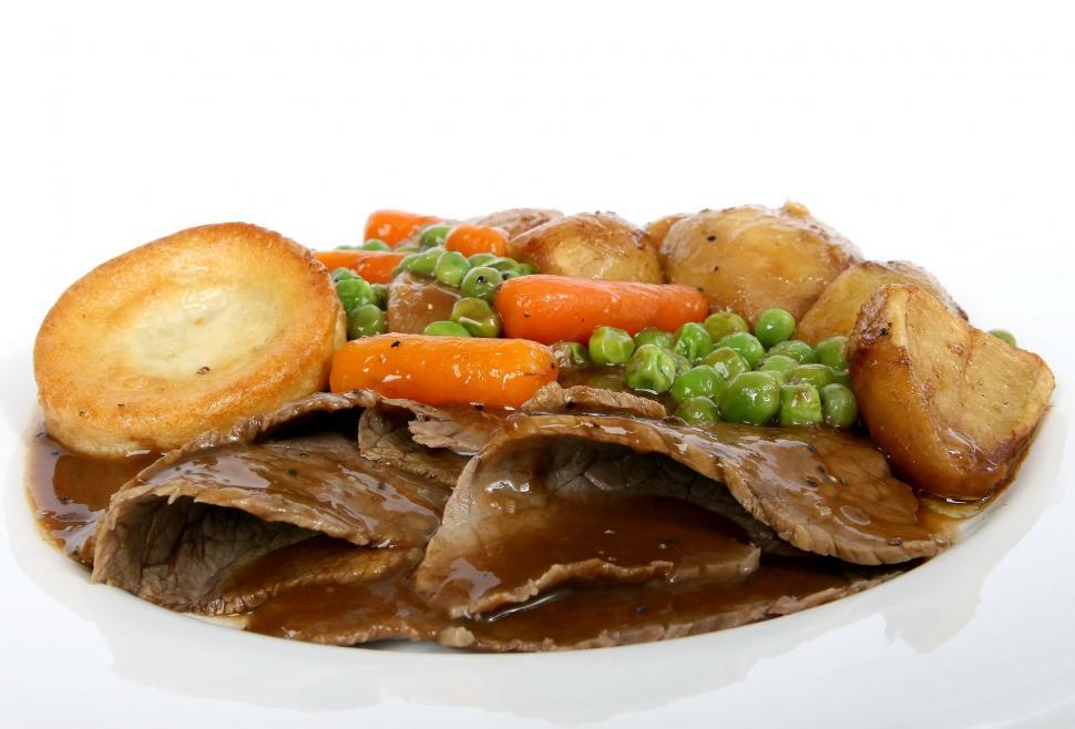 Free Image of White Plate Topped With Meat and Vegetables 