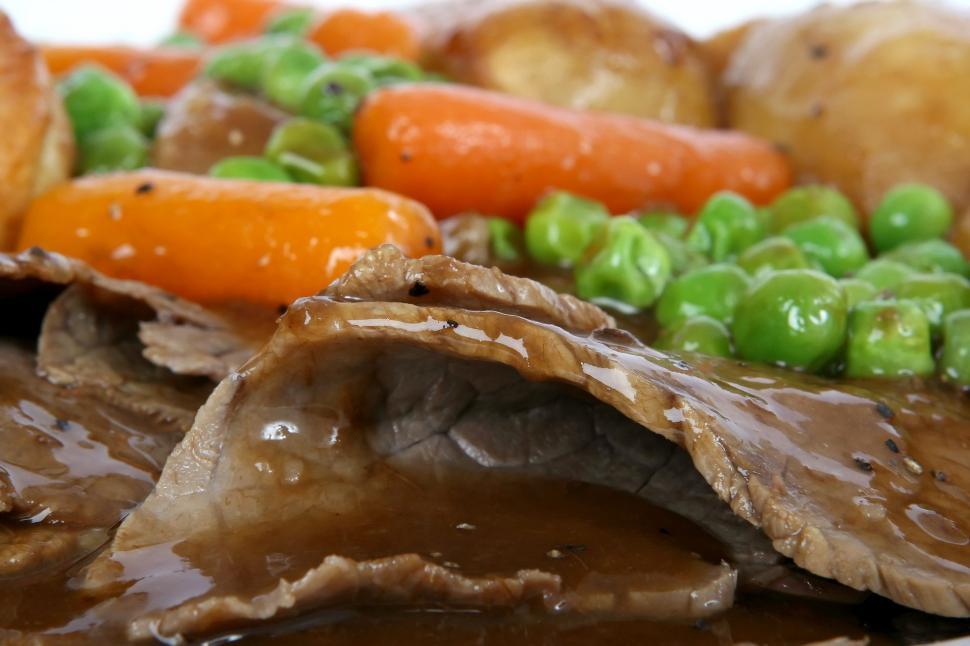 Free Image of Close Up of a Plate of Food With Meat and Vegetables 