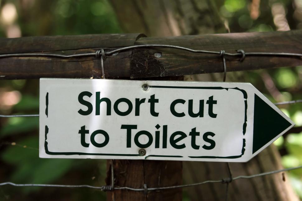 Free Image of Shortcut to Toilets Sign 