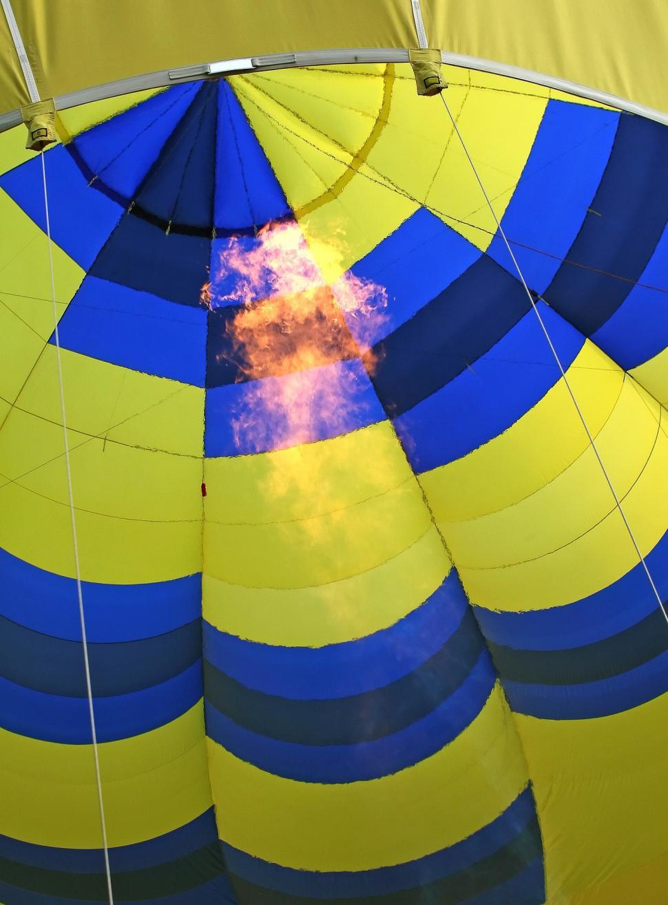 Free Image of Large Blue and Yellow Hot Air Balloon 