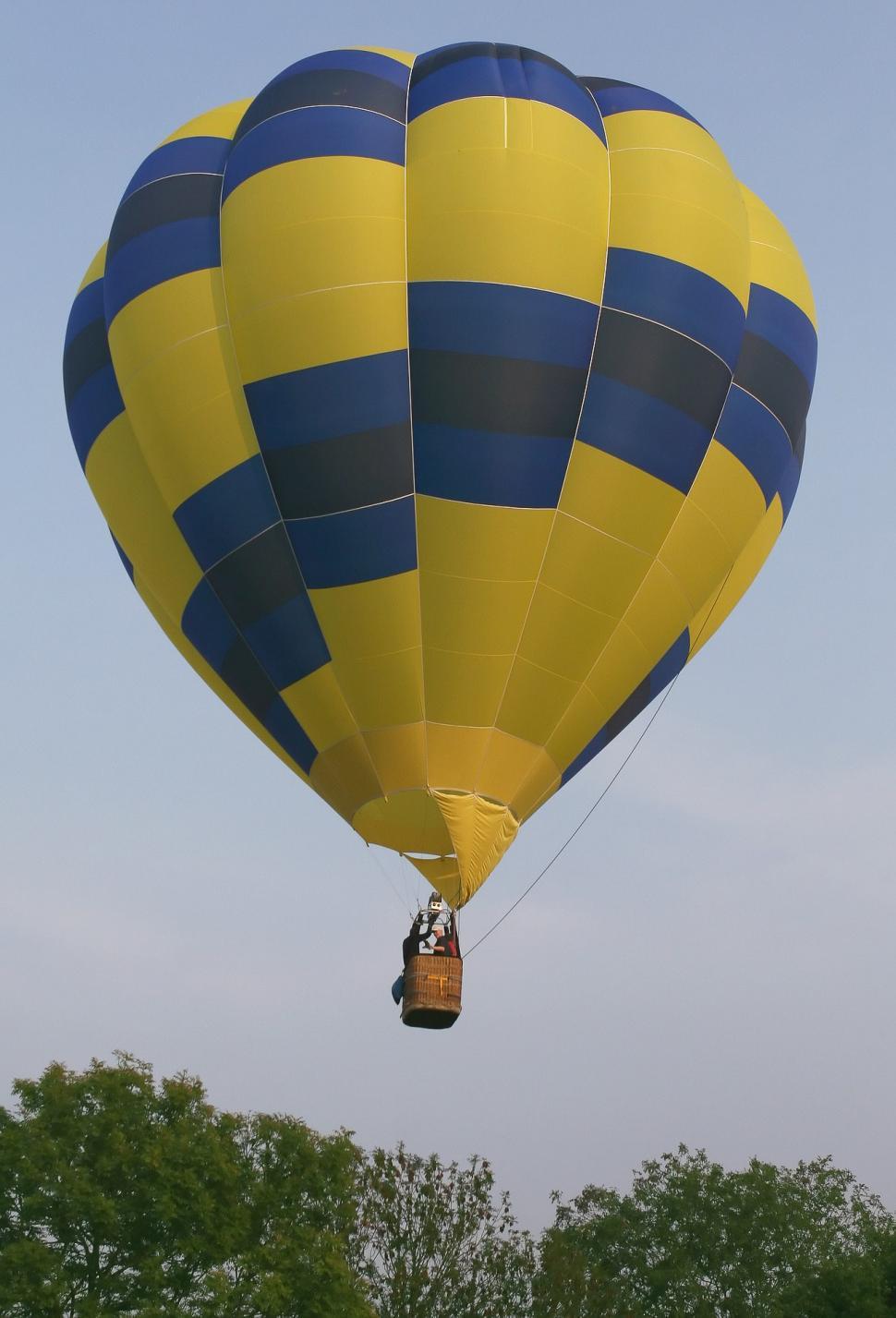 Free Image of Majestic Yellow and Blue Hot Air Balloon 