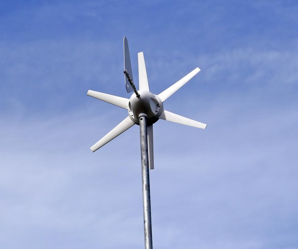 Free Image of Wind Turbine With Blue Sky 