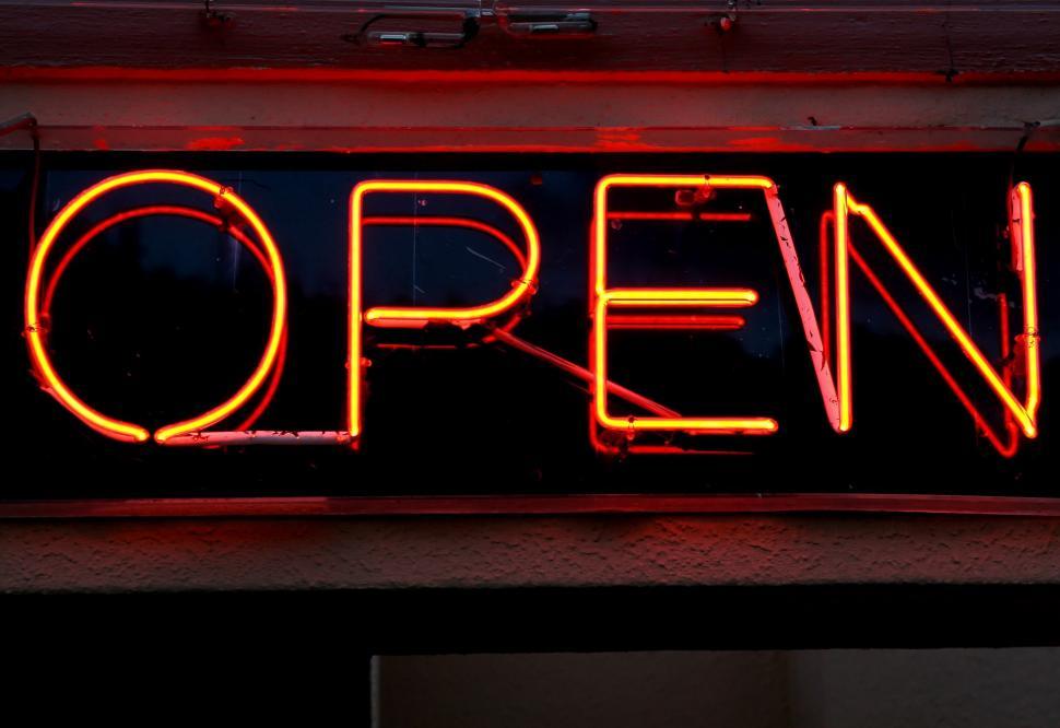 Free Image of Illuminated Neon Sign: Open 