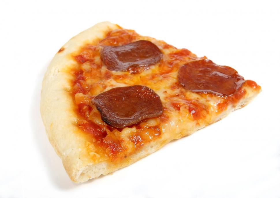 Free Image of Pepperoni Pizza Slice on White Background 