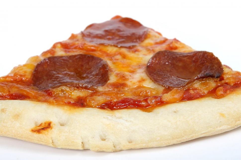 Free Image of Pepperoni Pizza Slice on White Plate 
