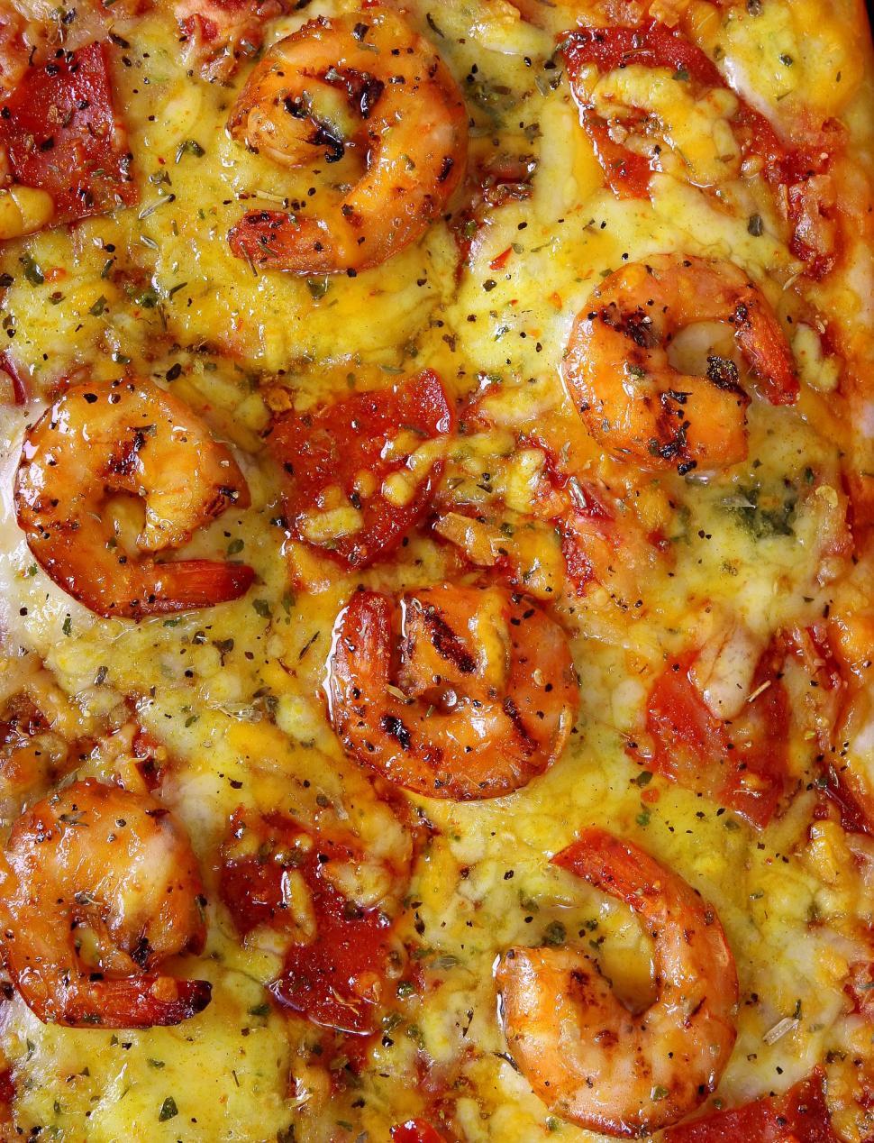 Free Image of Close Up of a Pizza With Shrimp 