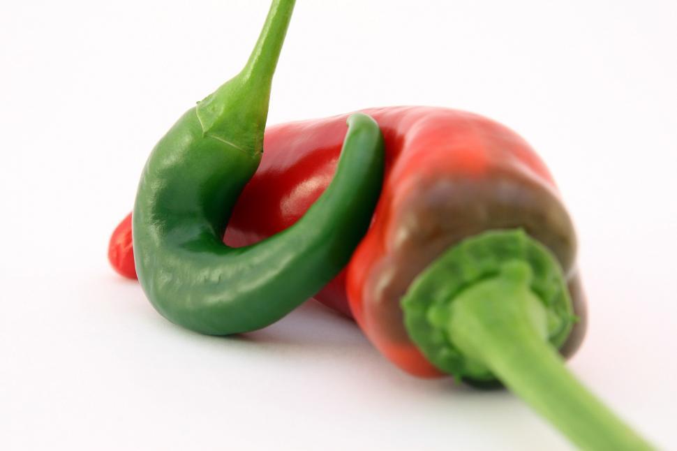 Free Image of Green and Red Pepper Stacked 
