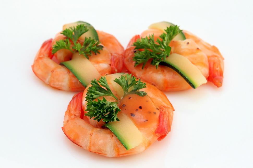 Free Image of Three Pieces of Shrimp With Parsley 