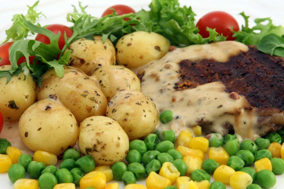 Free Image of White Plate With Potatoes and Green Peas 