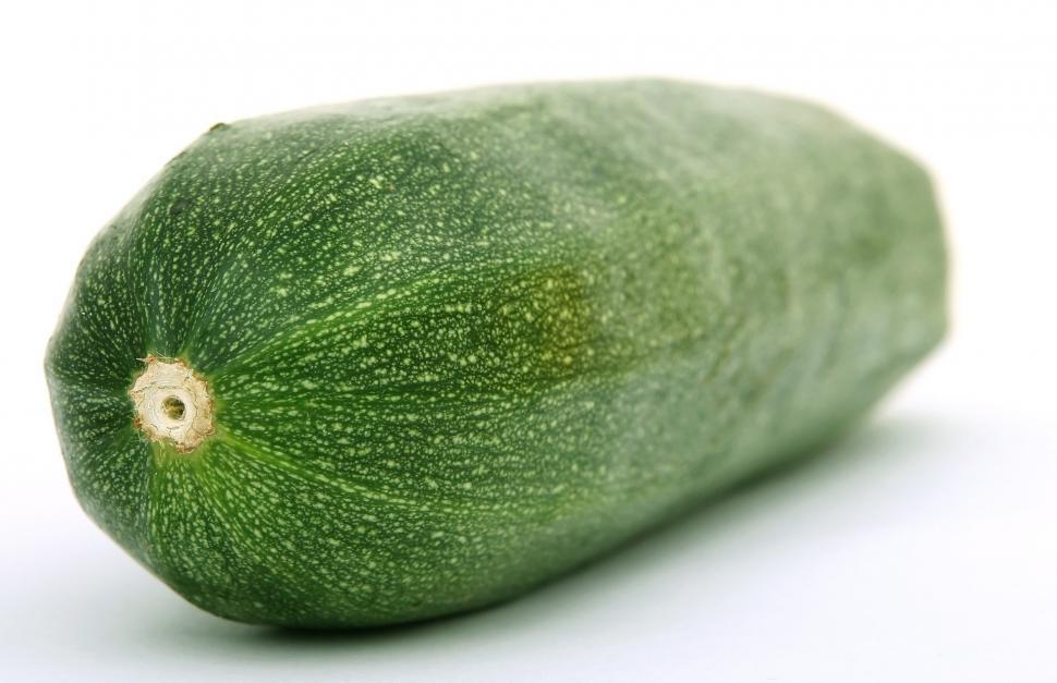 Free Image of Green Cucumber on White Background 