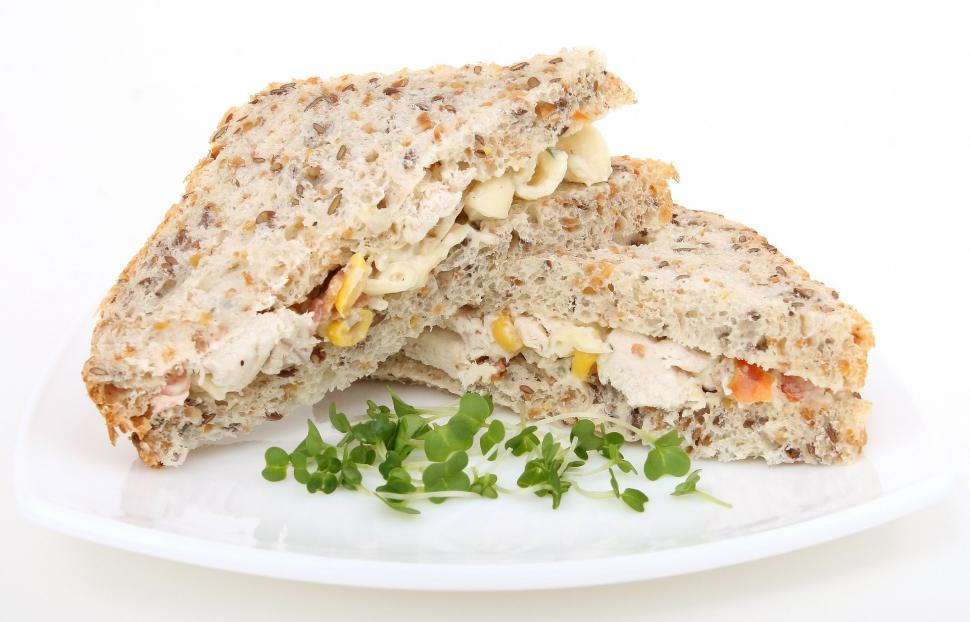 Free Image of White Plate With Cut in Half Sandwich 