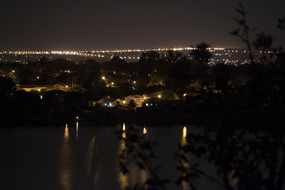 Free Image of City Night View Across Lake 