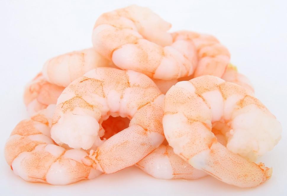Free Image of A Pile of Shrimp on a White Table 