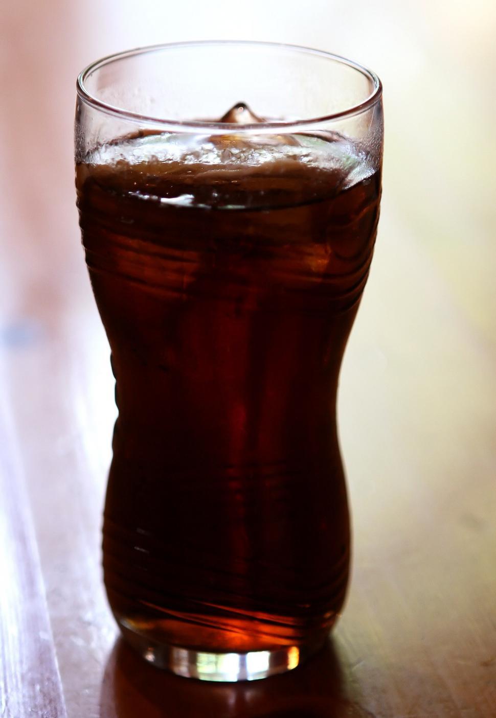 Free Image of Glass of Soda on Wooden Table 