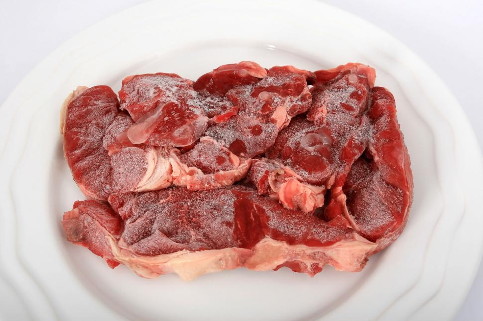 Free Image of Raw Meat on White Plate in Kitchen 