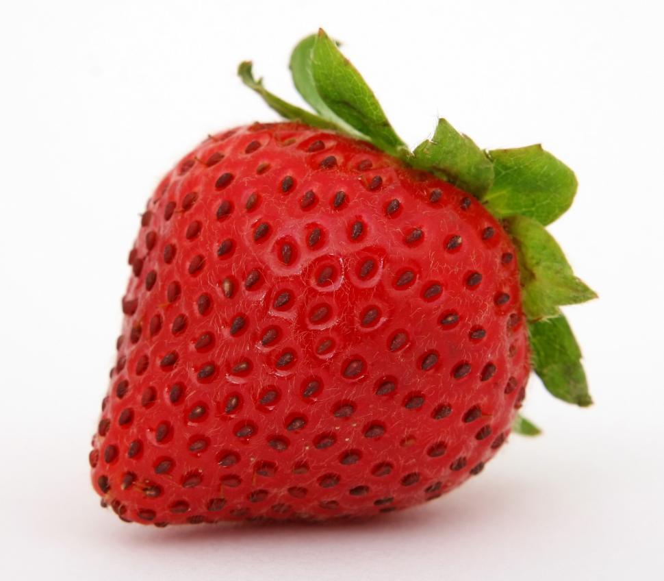 Free Image of Close Up of a Strawberry on White Background 