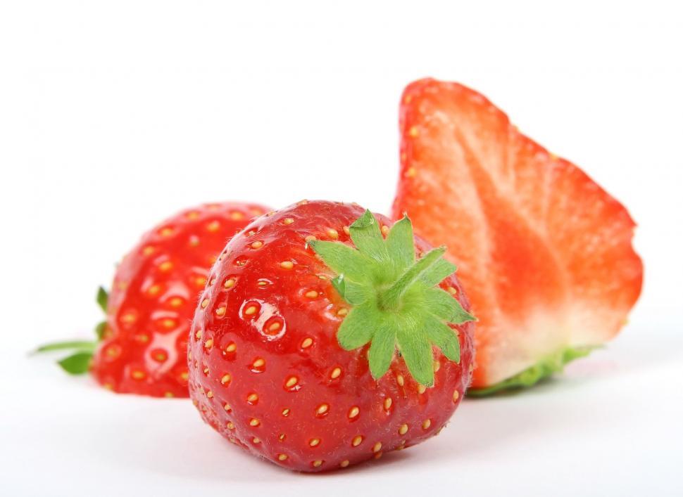 Free Image of Two Fresh Strawberries Together 