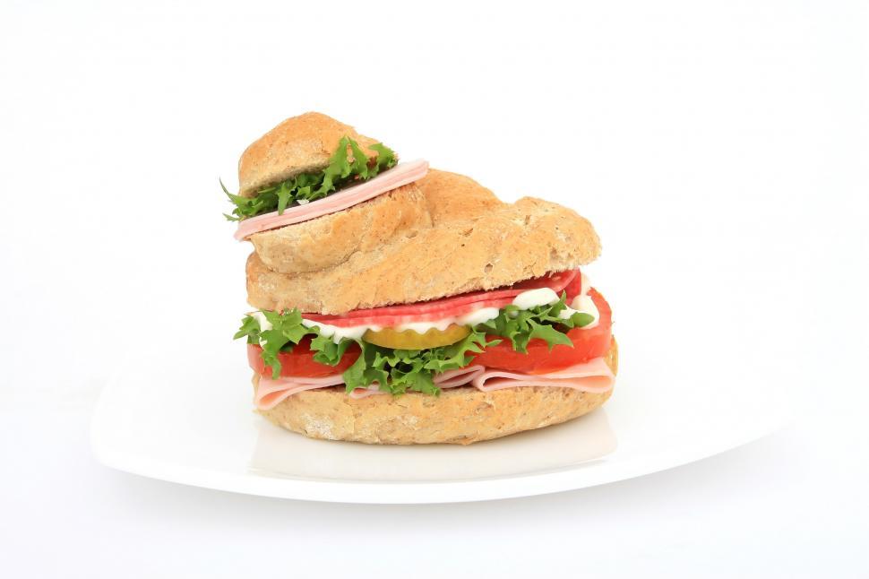 Free Image of Half Sandwich on White Plate 