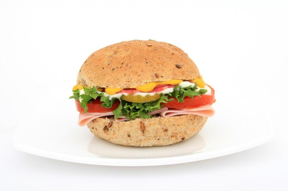 Free Image of Sandwich on a White Plate 