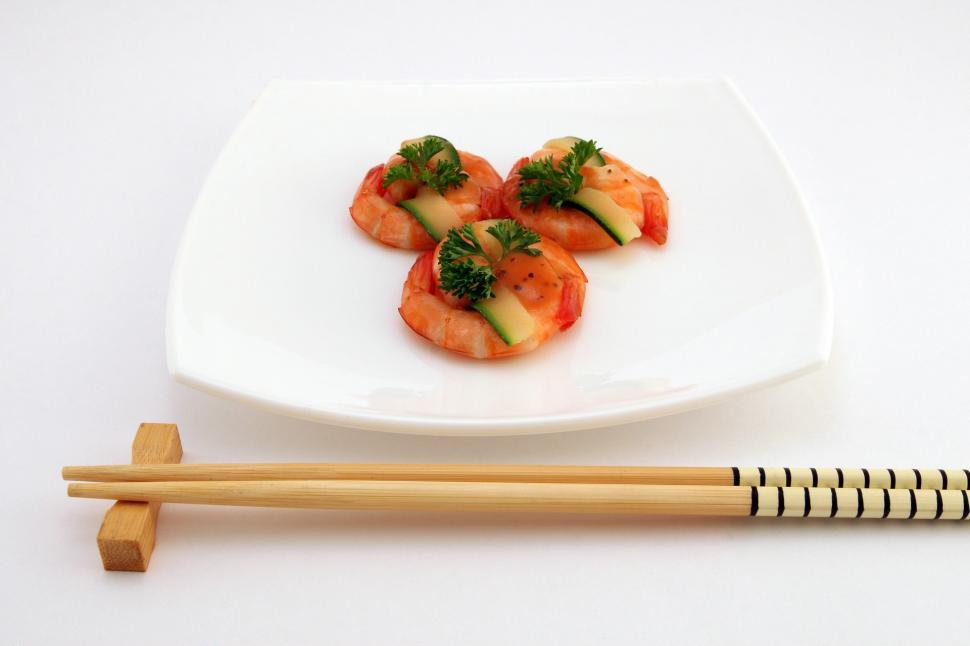Free Image of Plate of Food With Chopsticks 
