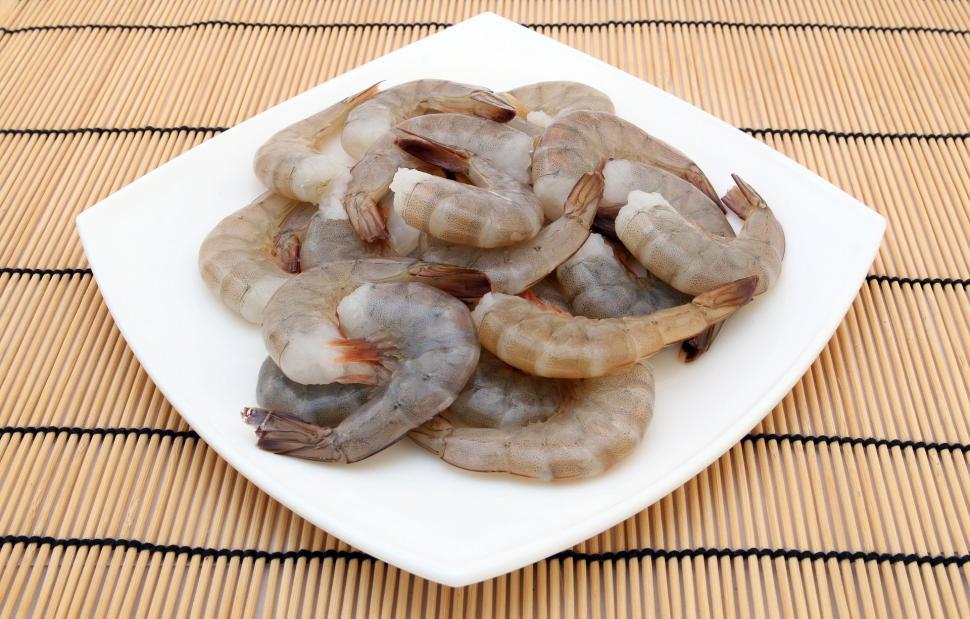Free Image of White Plate With Shrimp on Table 