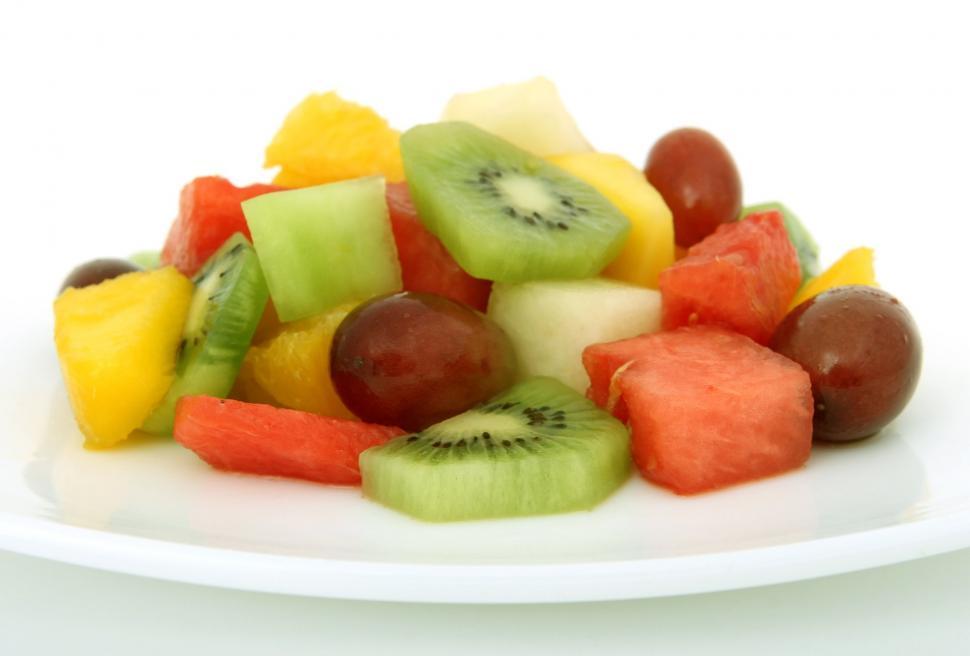 Free Image of Fresh Cut Fruit on White Plate 