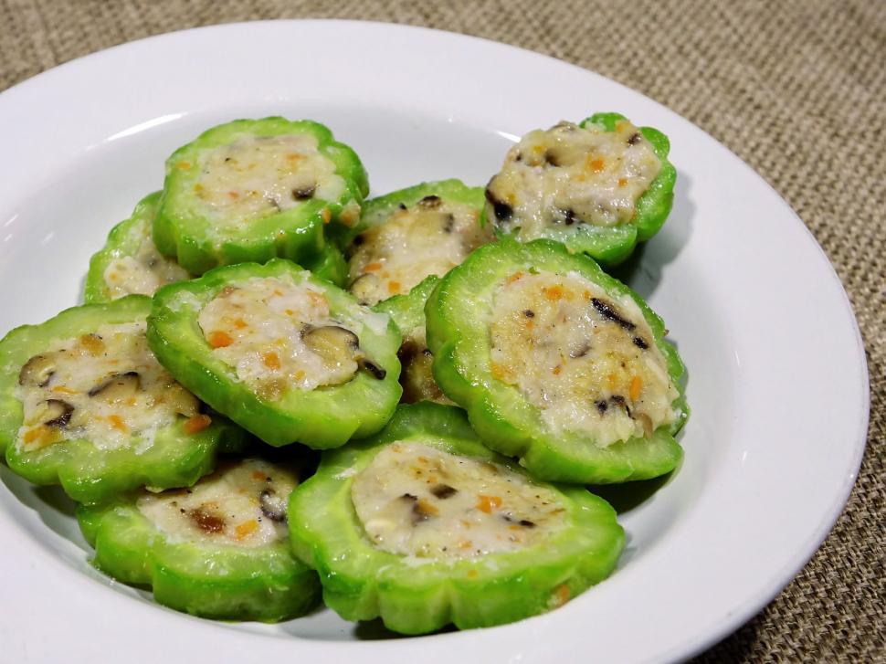 Free Image of Green Peppers and Cheese on a White Plate 