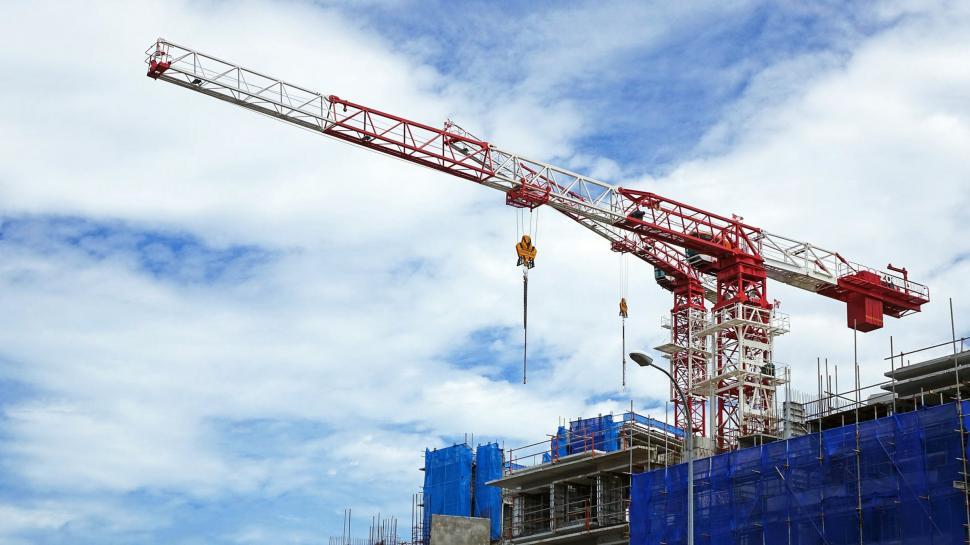 Free Image of Construction Site - Red and White Crane 