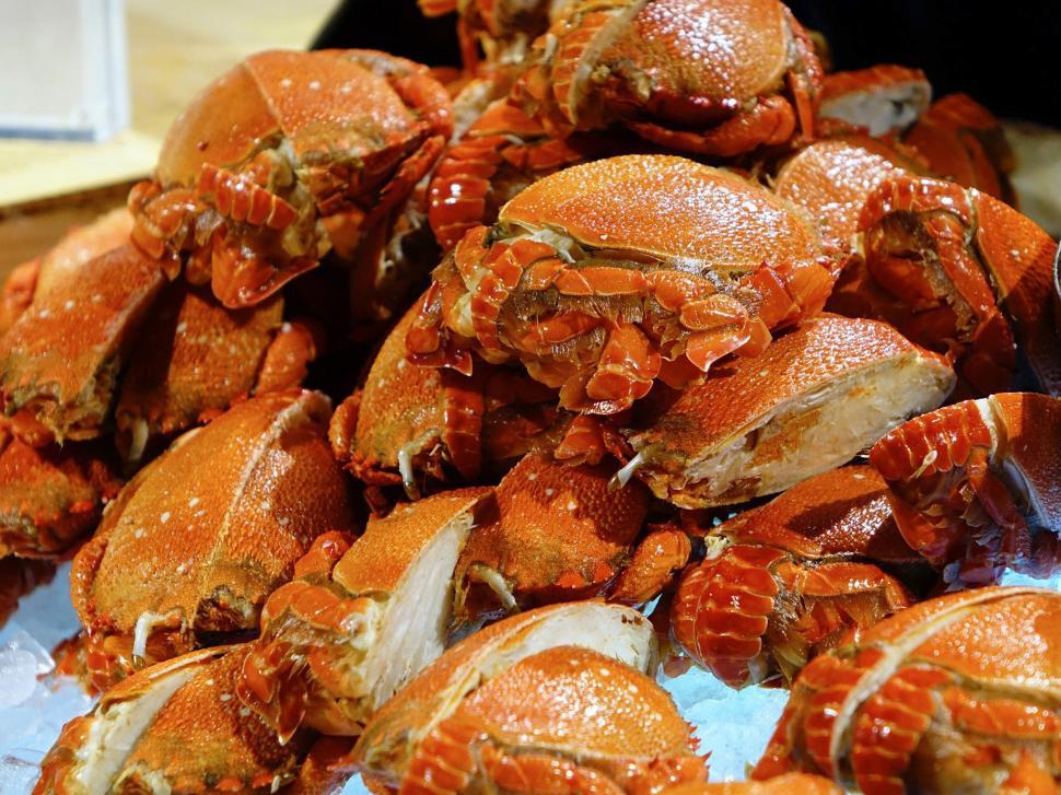 Free Image of Pile of Steamed Crabs on Table 