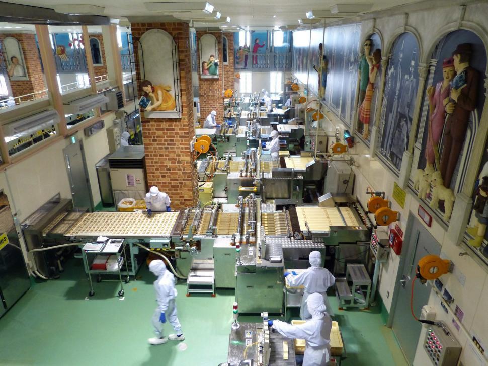Free Image of Two Workers in White Suits Working in a Factory 