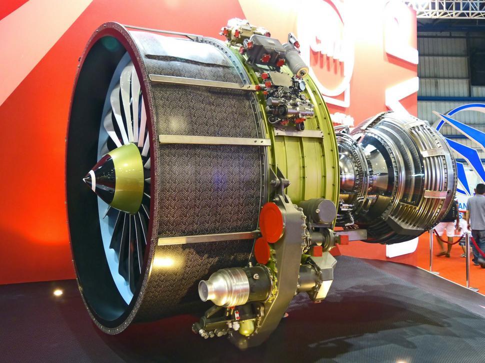 Free Image of Large Jet Engine Resting on Floor 