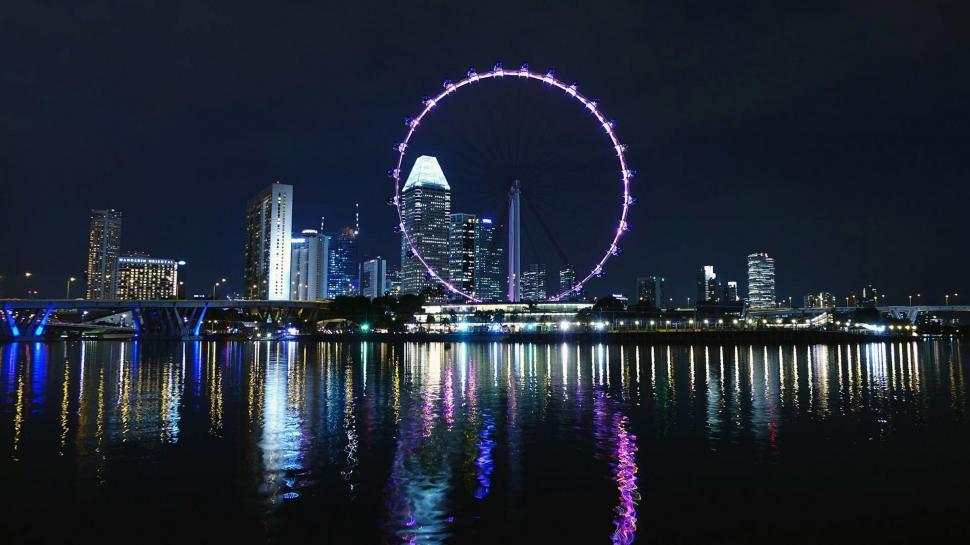 Free Image of Singapore at Night with Flyer 