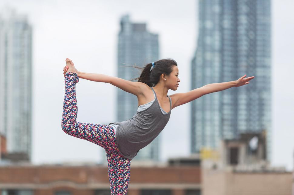 Free Image of Dancers Pose Yoga Rooftop 