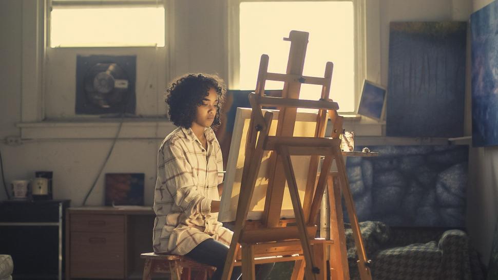 Free Image of Young Woman Painting 