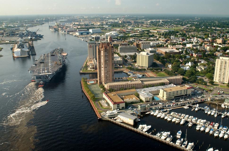 Free Image of Aerial View of City and Harbor 