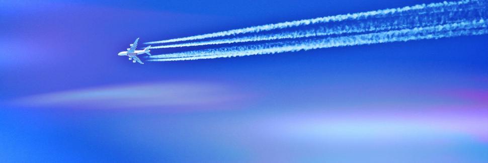 Free Image of Two Airplanes Flying With Contrails 