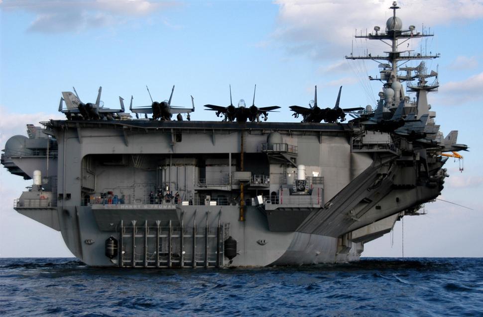 Free Image of Large Military Ship in the Middle of the Ocean 