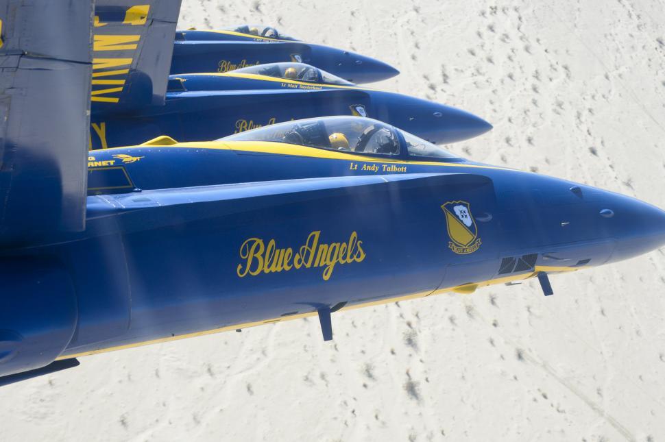 Free Image of Blue Angels Planes Flying in Formation 