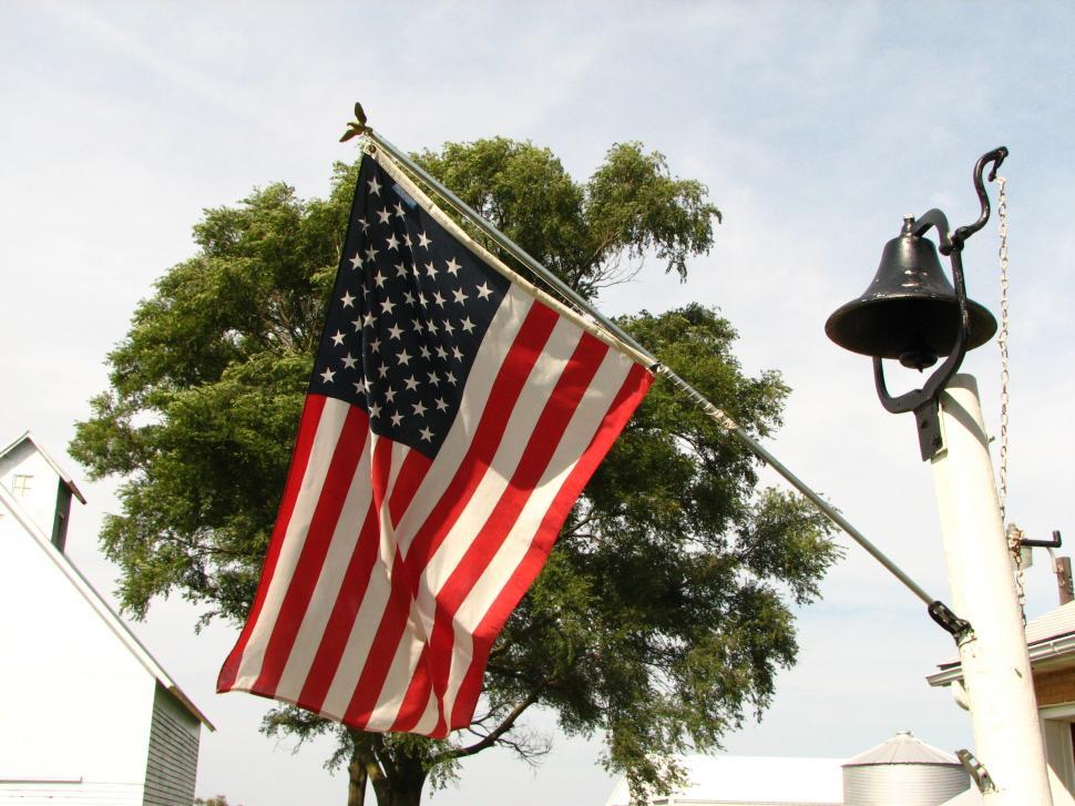 Free Image of United States Flag & Bell 