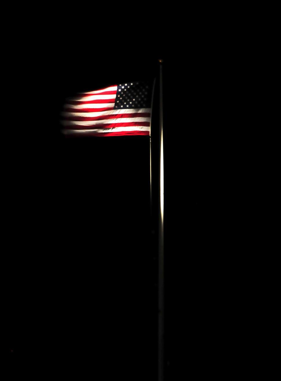 Free Image of American Flag Illuminated in the Dark 