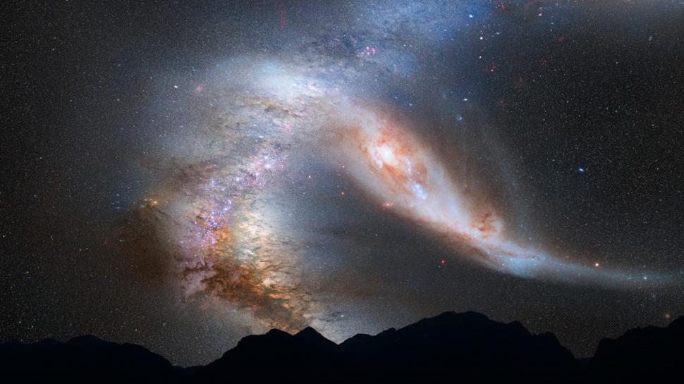 Free Image of Two Spiral Galaxy-Like Objects in the Sky 