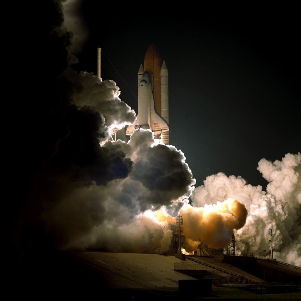 Free Image of Space Shuttle Lifts Off Into the Night Sky 