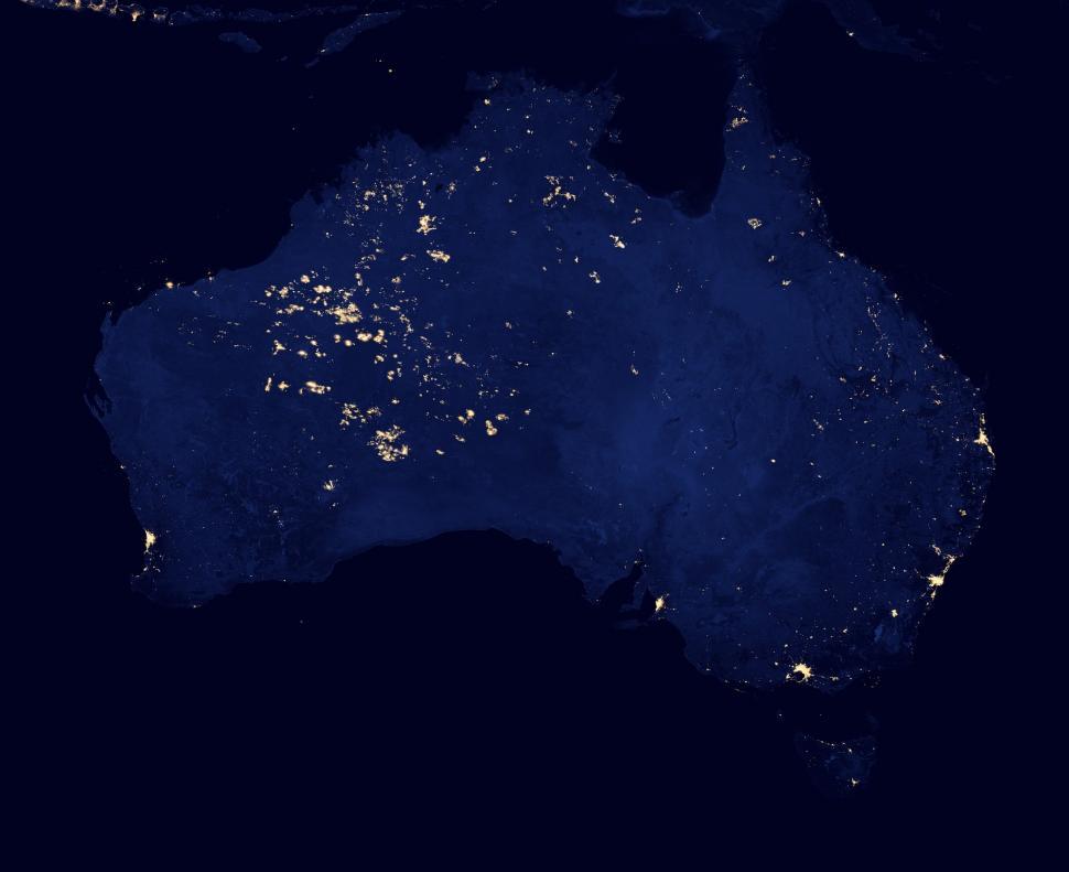 Free Image of Satellite Image of Australia at Night 
