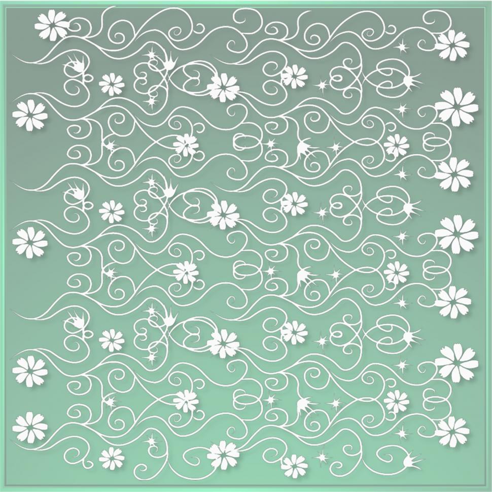 Free Image of Paper Cut Out of Flowers and Swirls on Green Background 