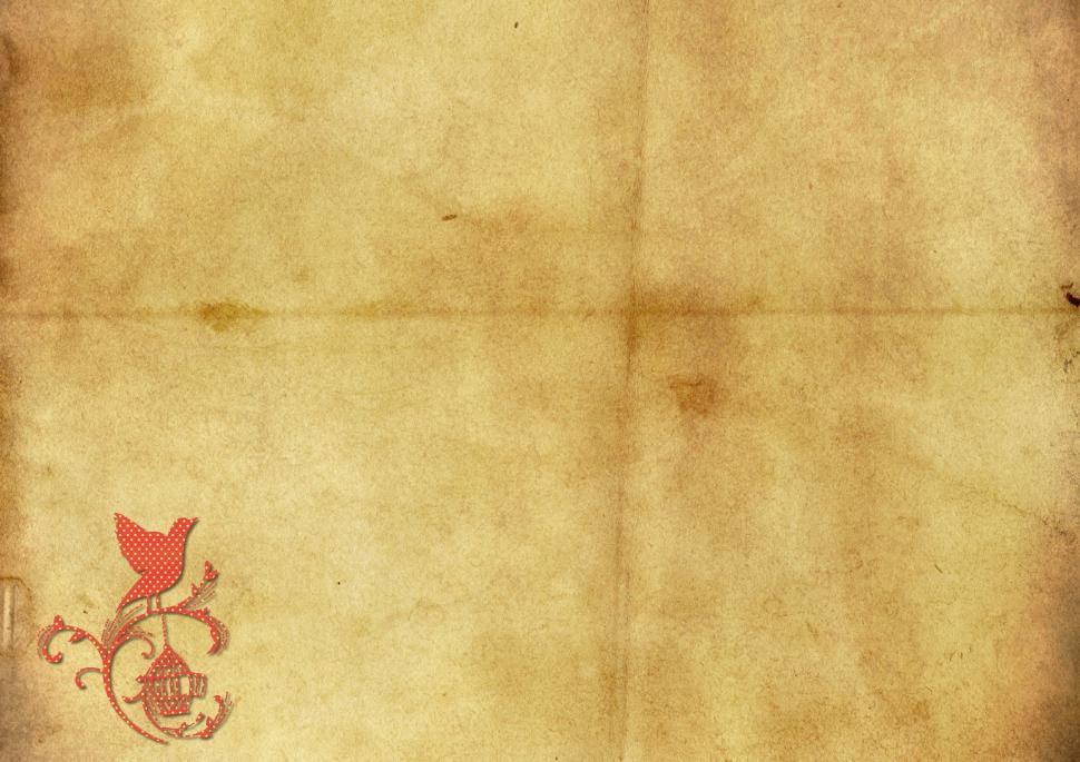 Free Image of Old Paper With Red Bird 