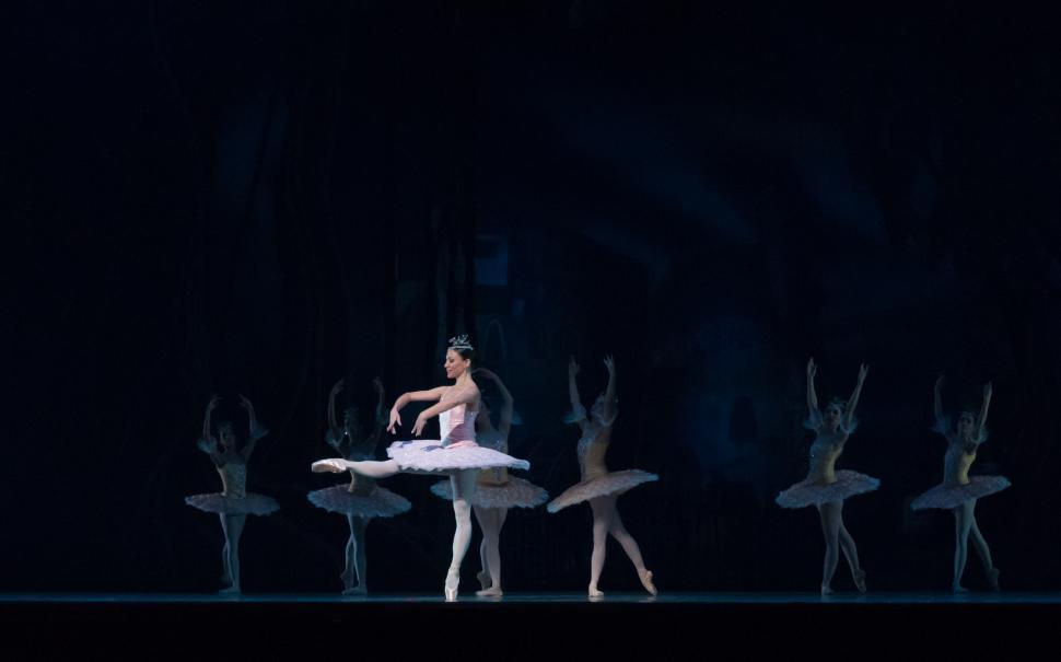 Free Image of Group of Ballerinas in a Dark Room 