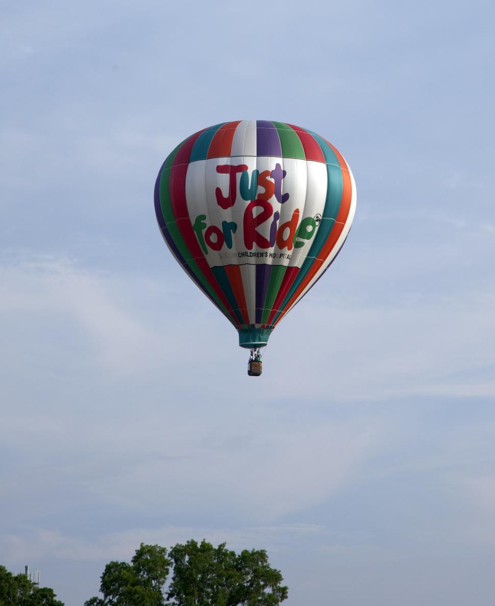 Free Image of Hot Air Balloon With the Words Just for Ride 