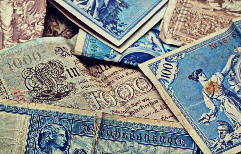 Free Image of Assorted Blue and White Bills Stack 