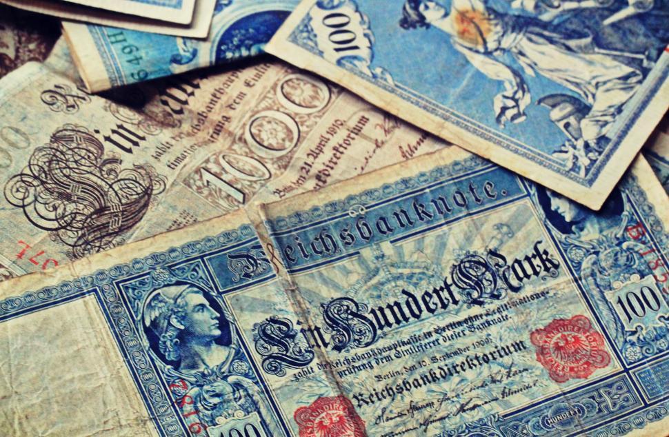 Free Image of Stack of Old Paper Money 