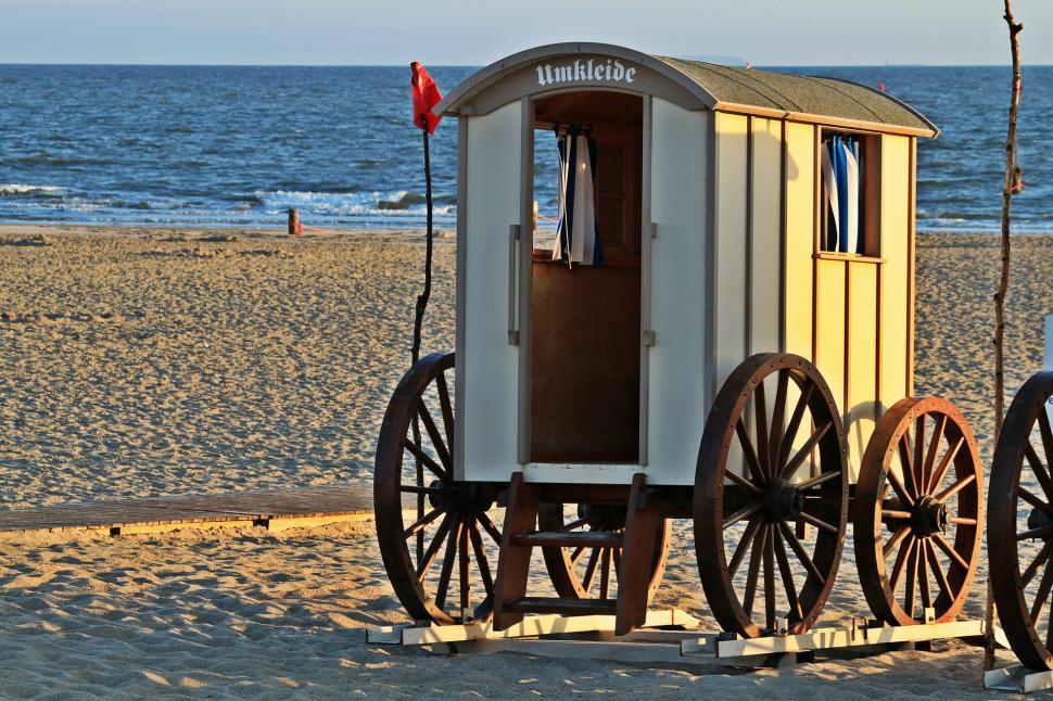 Free Image of Horse Drawn Carriage on Sandy Beach 